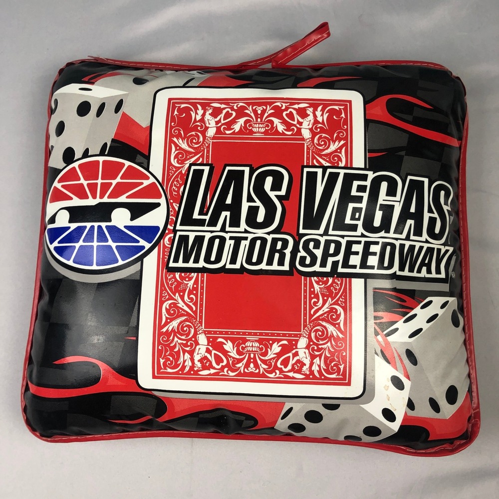 Las Vegas Motor Speedway Seat Cushion Vinyl Racing Casino Dice Cards Red Black
